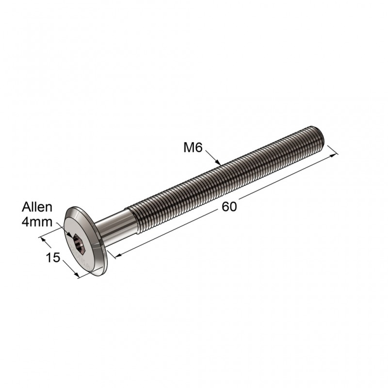 FLAT HEAD CONNECTION BOLT M6x60 / NICKEL